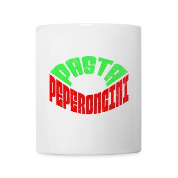 Pasta Peperoncini T-Shirt – Italien Retro Flagge - Tasse - Weiß - Vorne