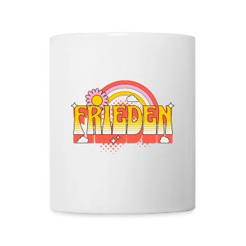 Frieden Peace Bunt Regenbogen Blume Gegen Krieg - Tasse - Weiß - Vorne
