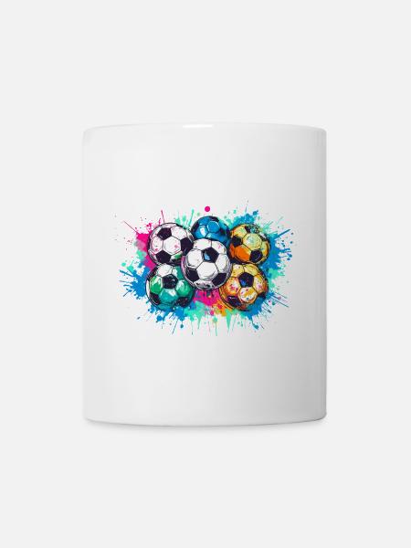 Fußball,Bälle,bunt,Graffiti,Malerei, illustration - Tasse - Weiß