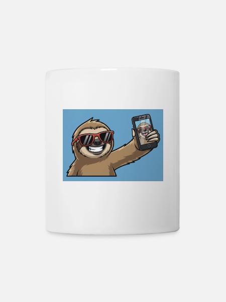 Cooler Sloth Selfie Design - Tasse - Weiß