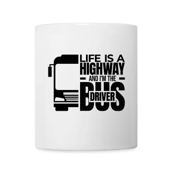 Bus driver on a highway of life - Mug - white - Front