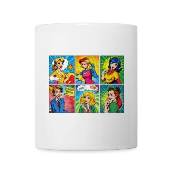 Pop art, personnages caricaturaux colorés, bande dessinée - Mug blanc - blanc - Devant