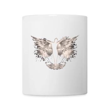 Flügel Silhouette mit Ornamenten - Tasse - Weiß - Vorne