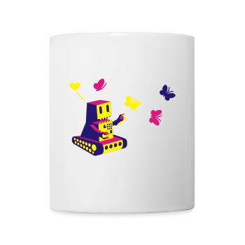robot loves butterflies - Tasse - Weiß - Vorne