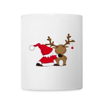 Santa Claus und Rentier - Tasse - Weiß - Vorne