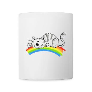 la chance pure - chat mignon sur l'arc en ciel - Mug blanc - blanc - Devant