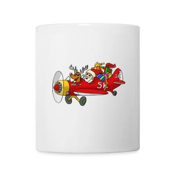 Santa im Flieger - Tasse - Weiß - Vorne