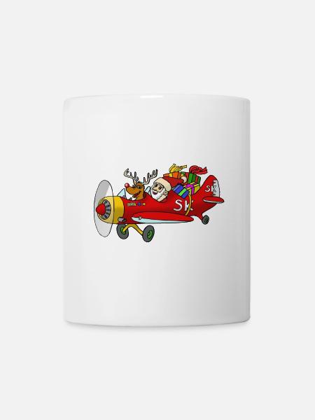 Santa im Flieger - Tasse - Weiß