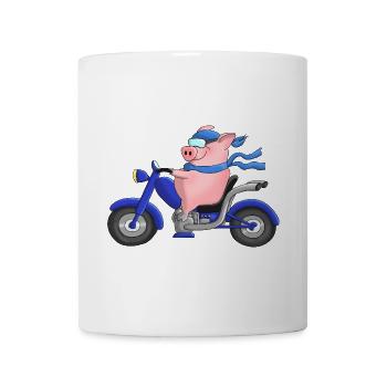 Motocycliste drôle sur l'hélicoptère - Mug blanc - blanc - Devant
