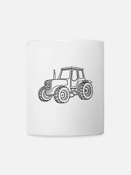 Tracteur, noir - Mug blanc - blanc