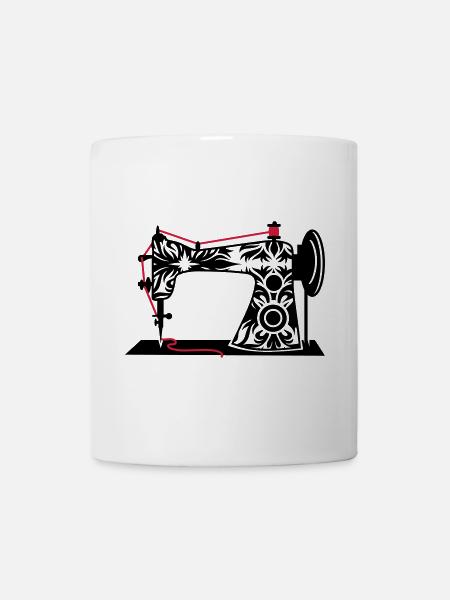 nostalgisch antike Retro Nähmaschine - Tasse - Weiß
