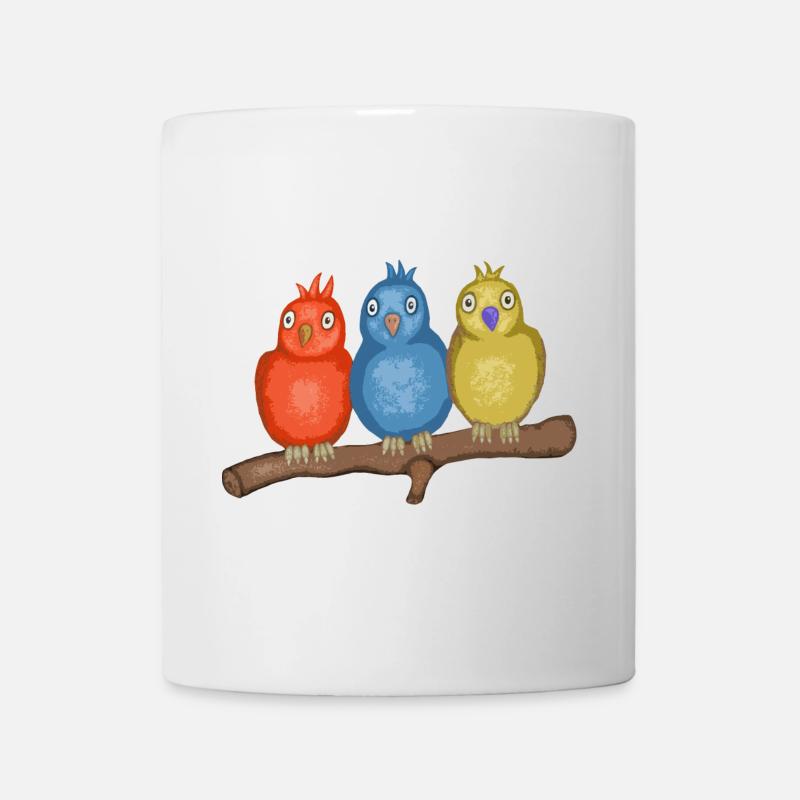 Oiseaux colorés sur une branche - Mug blanc - blanc