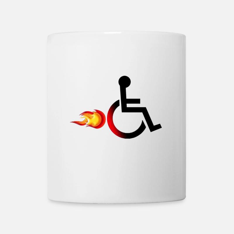 Rollstuhlfahrer mit Flammen # - Tasse - Weiß