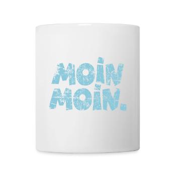 Moin Moin. (Vintage Hellblau) Guten Morgen - Tasse - Weiß - Vorne