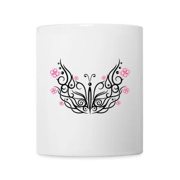 Kirschblüten Schmetterling, butterfly - Mug blanc - blanc - Devant