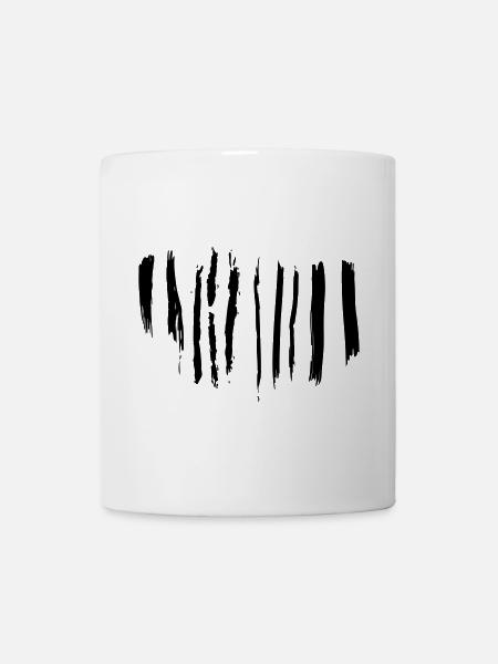 Schwarz-weiße Pinselstriche - Tasse - Weiß