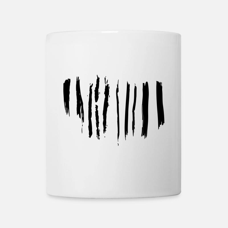 Schwarz-weiße Pinselstriche - Tasse - Weiß