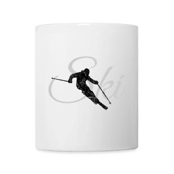 Ski (Vintage Schwarz/Grau) Skifahren, Skifahrer - Tasse - Weiß - Vorne