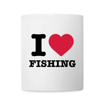 I love heart Herz liebe Fishing Angeln Angler rot - Tasse - Weiß - Vorne