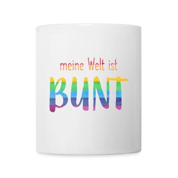 Meine Welt ist bunt - Regenbogen -fröhlich - Tasse - Weiß - Vorne