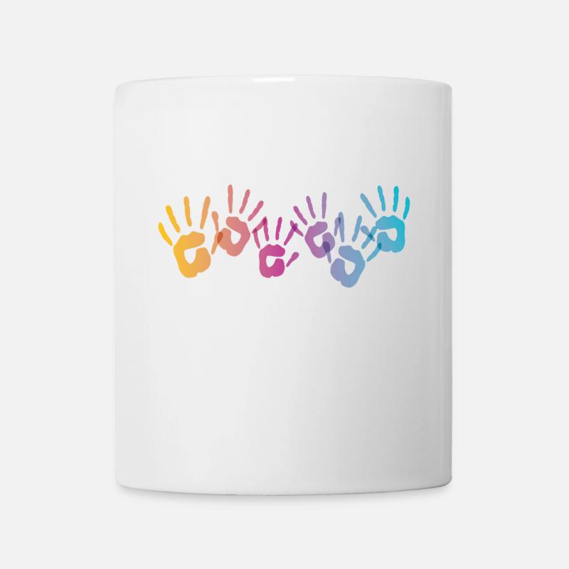 Couleur main taches colorés peintre cadeau empreinte cool - Mug blanc - blanc