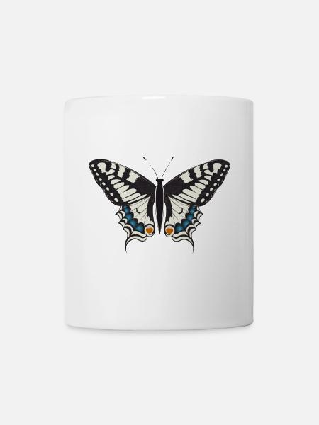 papillon machaon dessiné à la main - Mug blanc - blanc