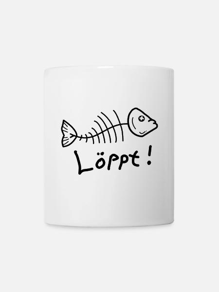 Fischgräte Löppt Läuft Plattdeutsch - Tasse - Weiß