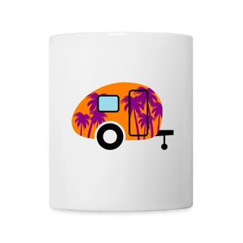 Caravan palm caravan camping camper colorful - Mug - white - Front