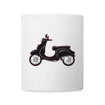 A black scooter with a colored edge - Mug - white - Front