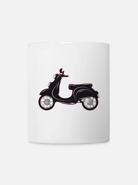 Ein schwarzer Motorroller mit farbigem Rand - Tasse - Weiß