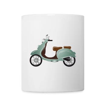 Un scooter vintage avec peinture rétro - Mug blanc - blanc - Devant