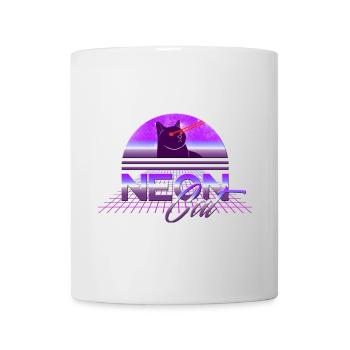 Coole Retro Vintage Neon Katze mit Laser Augen - Tasse - Weiß - Vorne