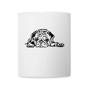 Mops liegend - Tasse - Weiß - Vorne