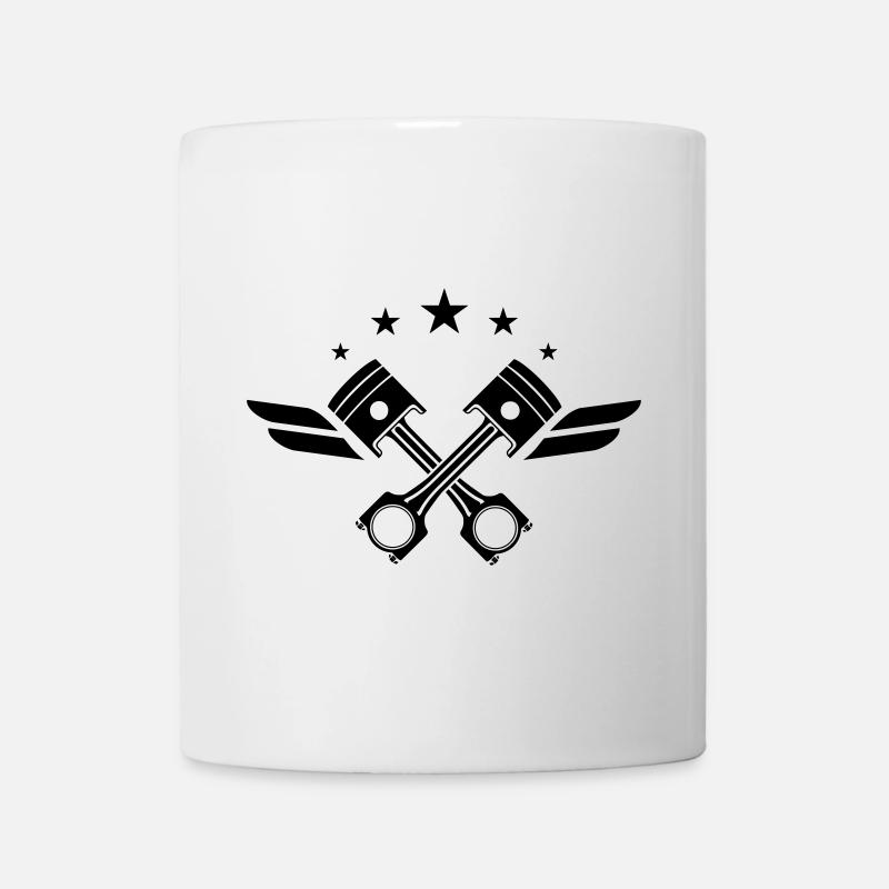 Pistons de moteur croisés avec des ailes et des étoiles - Mug blanc - blanc