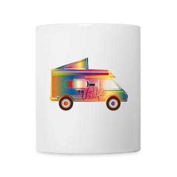 colorful camper with tent roof for the Van Life - Mug - white - Front