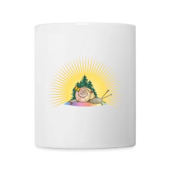 Roman snail in the forest and sunrise - Mug - white - Front