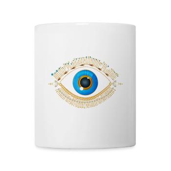 bright blue eye with golden eyelashes - Mug - white - Front