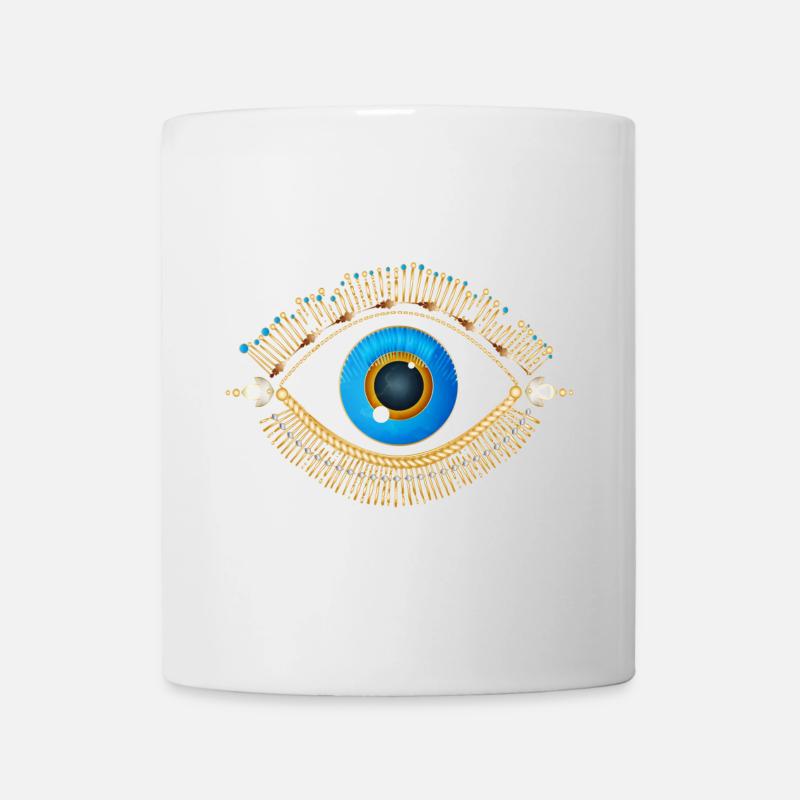 œil bleu lumineux avec des cils dorés - Mug blanc - blanc