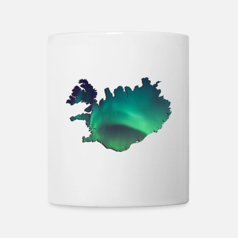 Islande Islande Aurores boréales Conception topographique - Mug blanc - blanc
