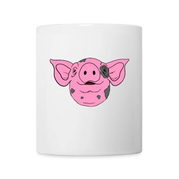 Pink pig's head with smiling face and - Mug - white - Front