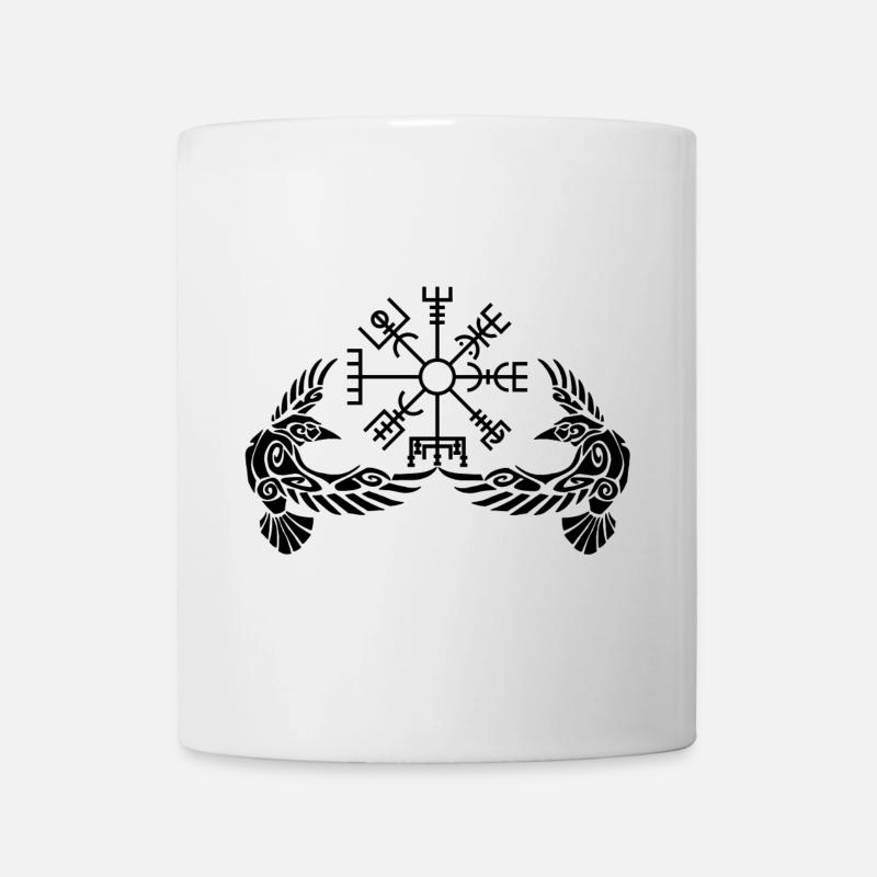 Schwarze Krähen und Wikingerkompass - Tasse - Weiß