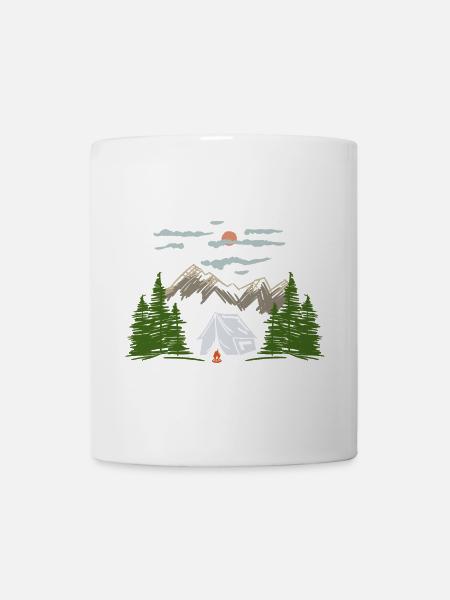 Camping Zelten Bergmotiv Geschenkidee - Tasse - Weiß