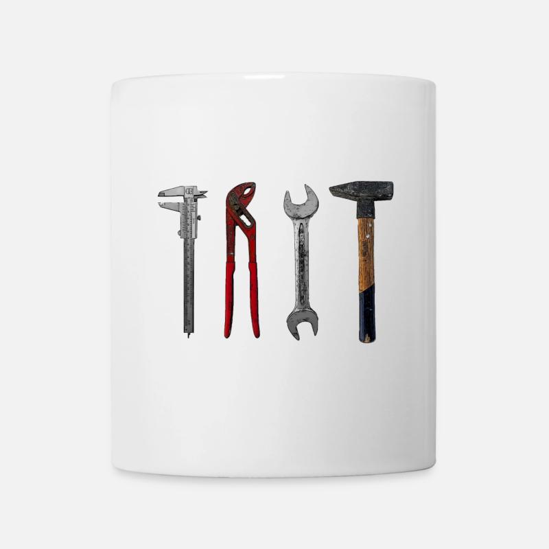 Werkzeug Illustration Handwerker Hammer Zange - Tasse - Weiß