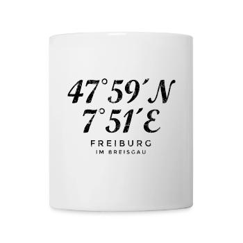 Freiburg im Breisgau Koordinaten (Vintage Schwarz) - Tasse - Weiß - Vorne