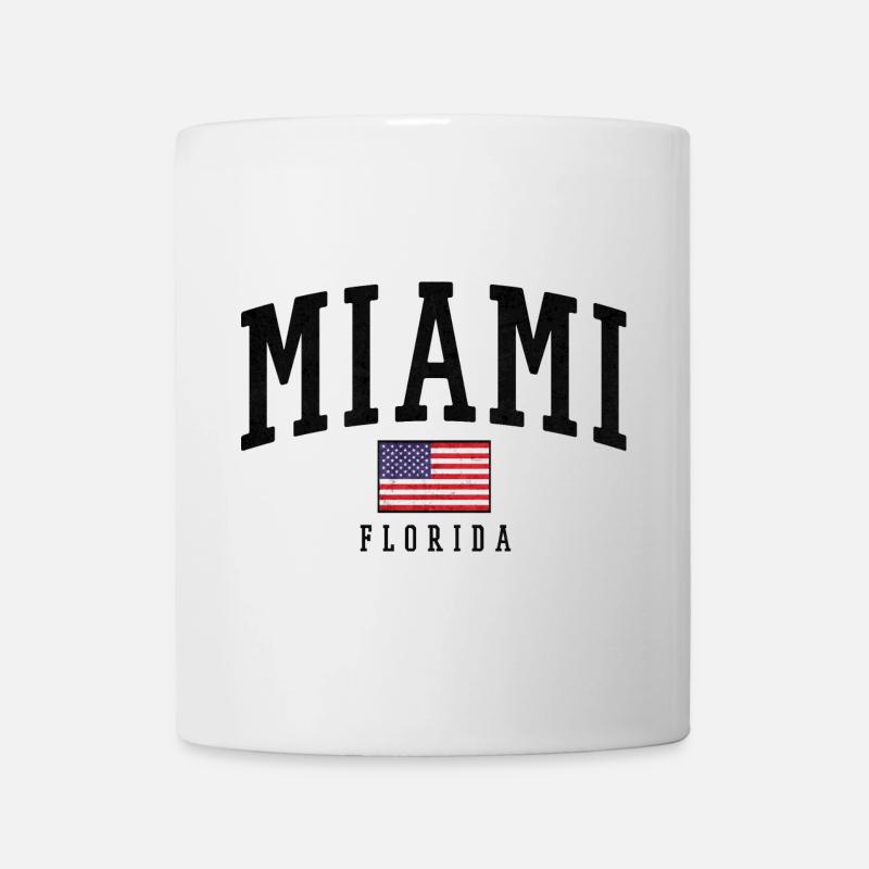 Typographie vieillie du drapeau de Miami en Floride - Mug blanc - blanc