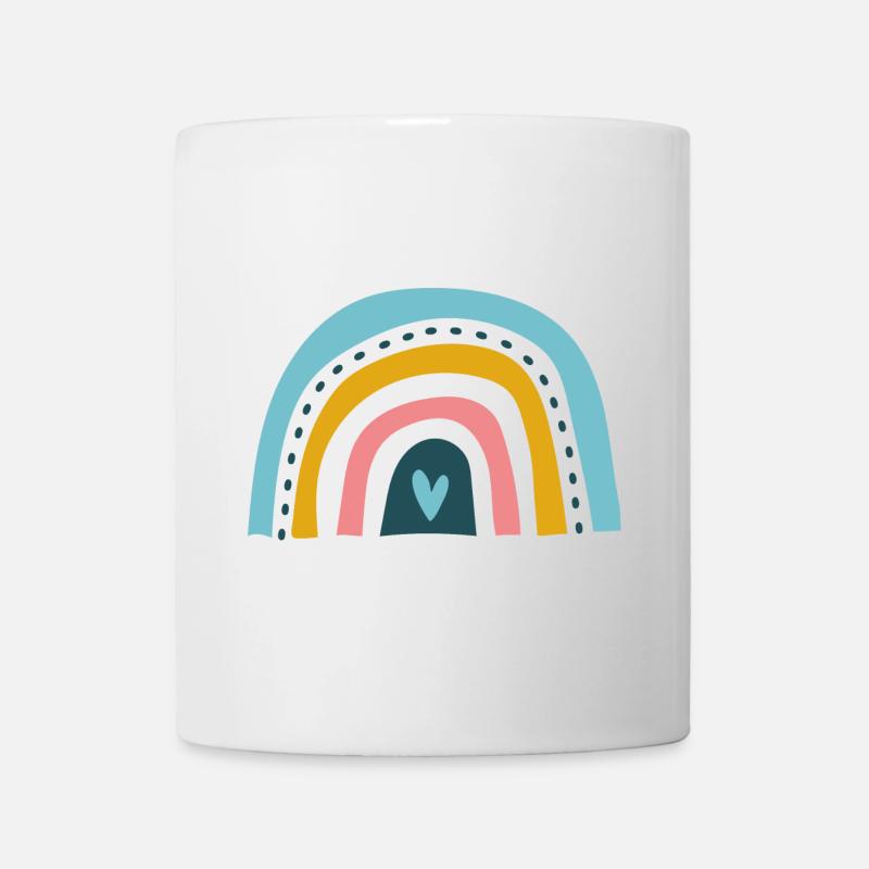 Arc-en-ciel avec cœur - Mug blanc - blanc