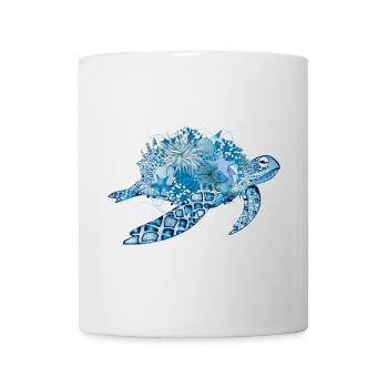 imaginative blue turtle with corals - Mug - white - Front