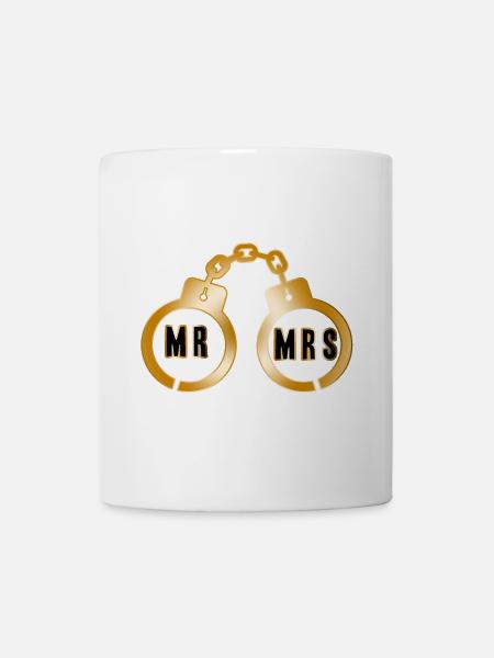 Goldenes Paar Handschellen-Emblem - Tasse - Weiß