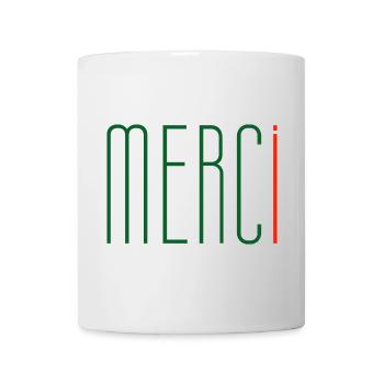MERCi, Danke auf Französisch - Tasse - Weiß - Vorne