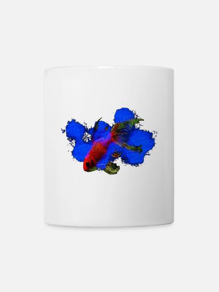 wassertiere, schleierschwanz Goldfisch - Tasse - Weiß